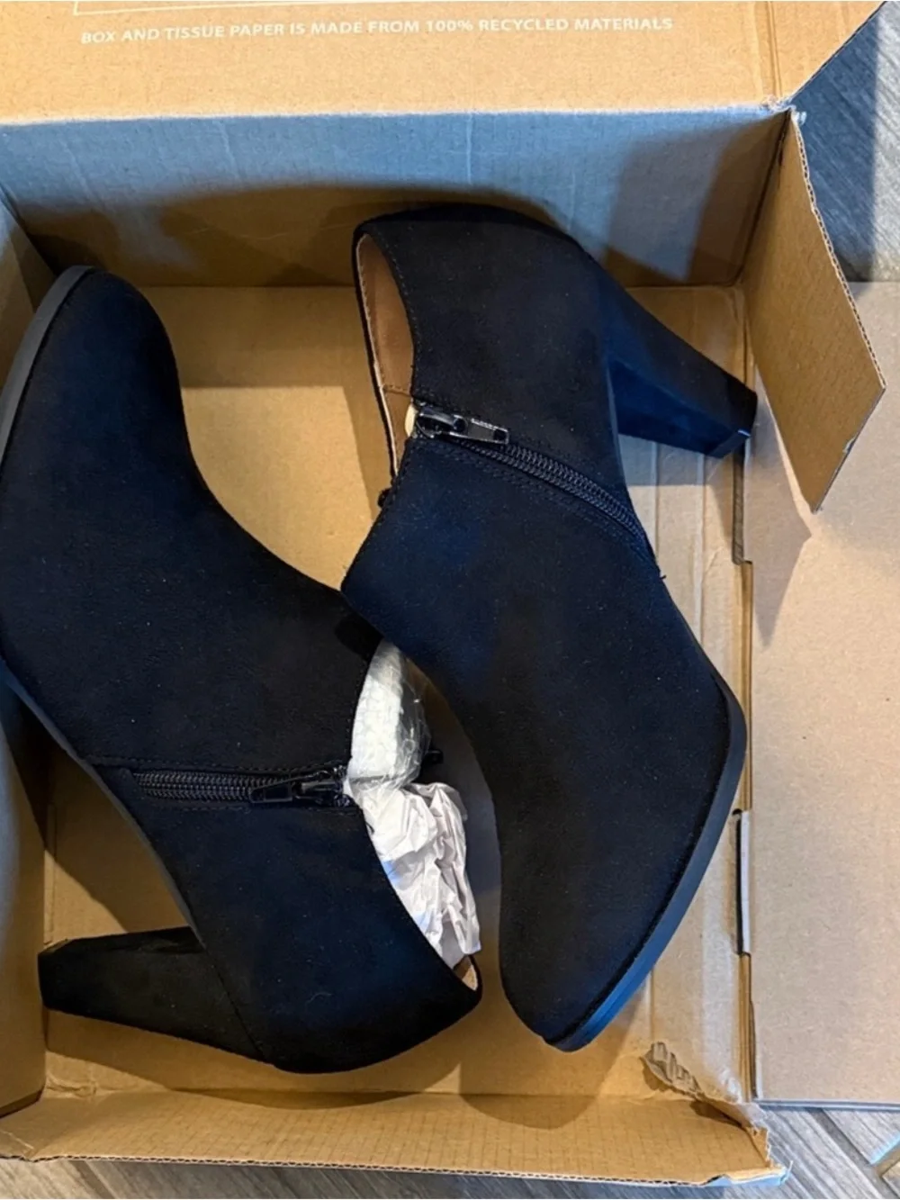 Journee Collection Black Suede Ankle Booties